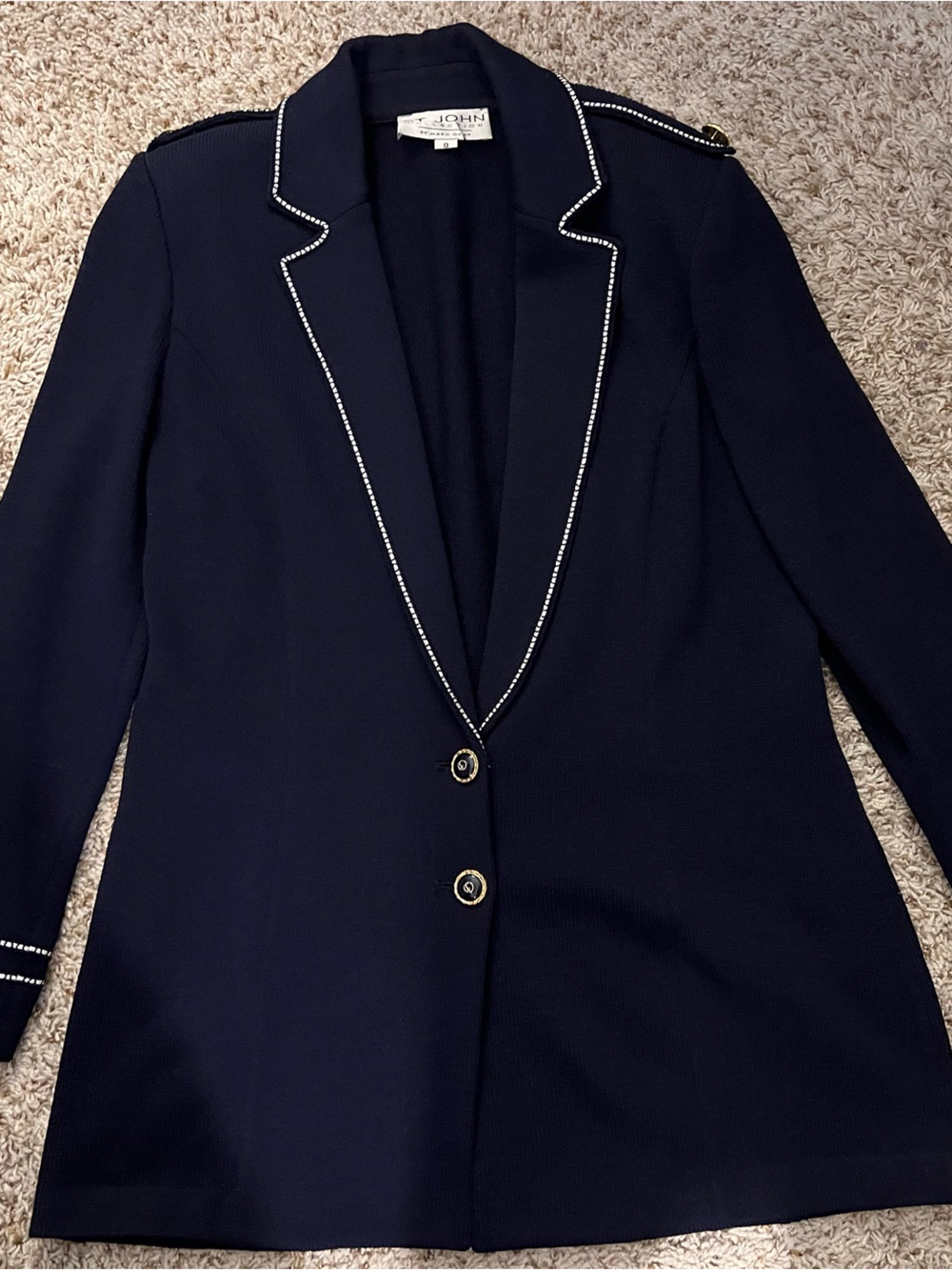 vintage 90’s St. John Collection by Marie Gray Santana navy blue knit blazer sz8